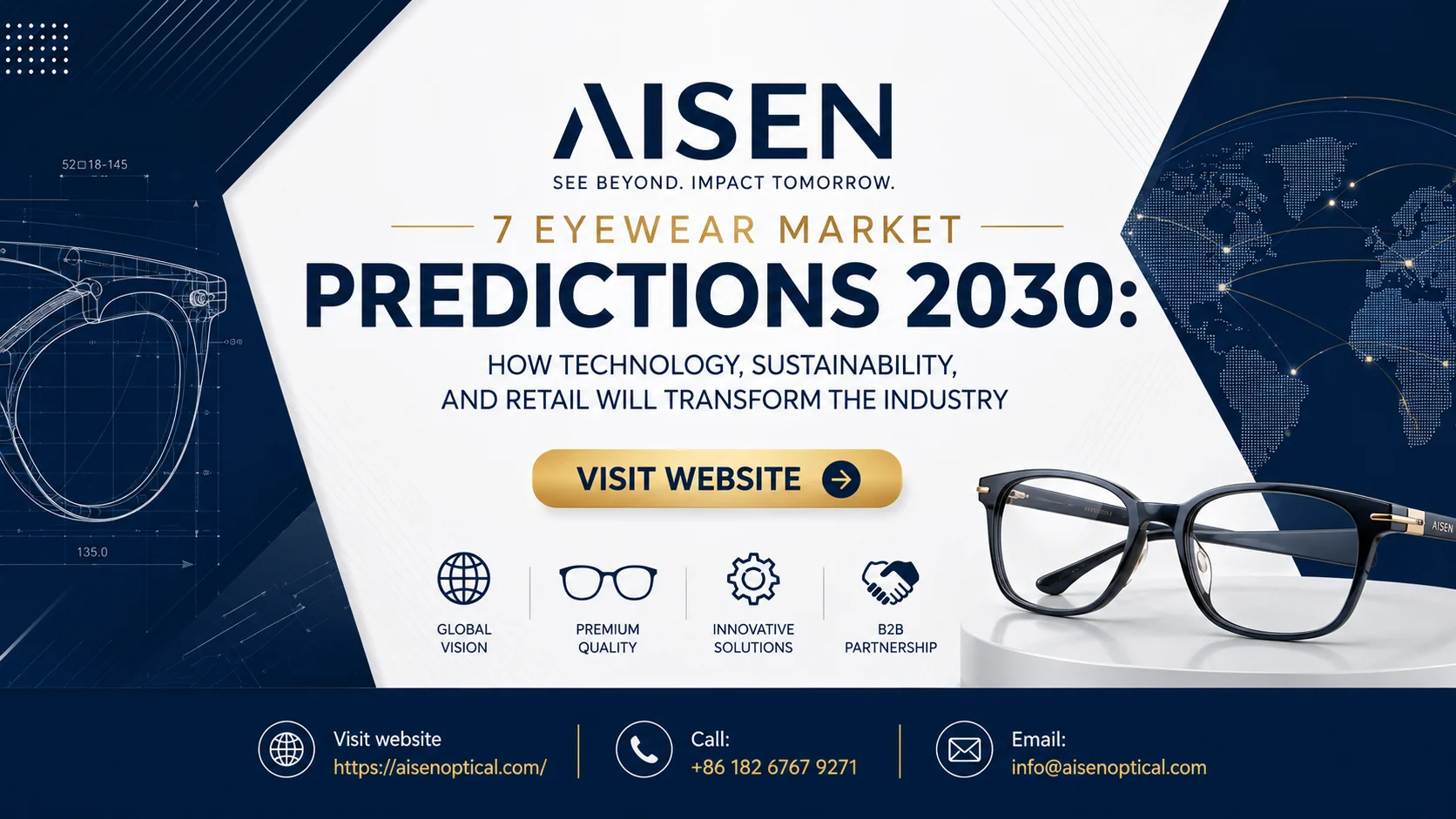 Eyewear Market Predictions 2030 featuring premium sunglasses and Aisen Optical manufacturing solutions